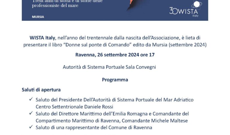 World Maritime Day 2024, Wista Italy presente “Donne sul Ponte di Comando”